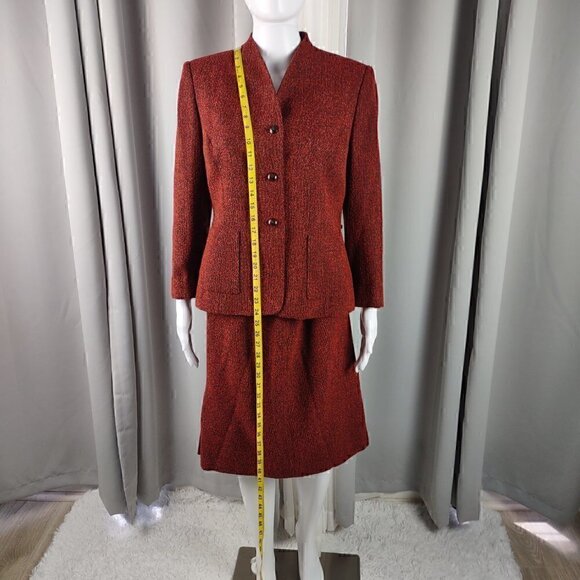 Kasper A.S.L. Red, Orange, Black, Petite Women's Skirt And Blazer Size 8P - Picture 6 of 16